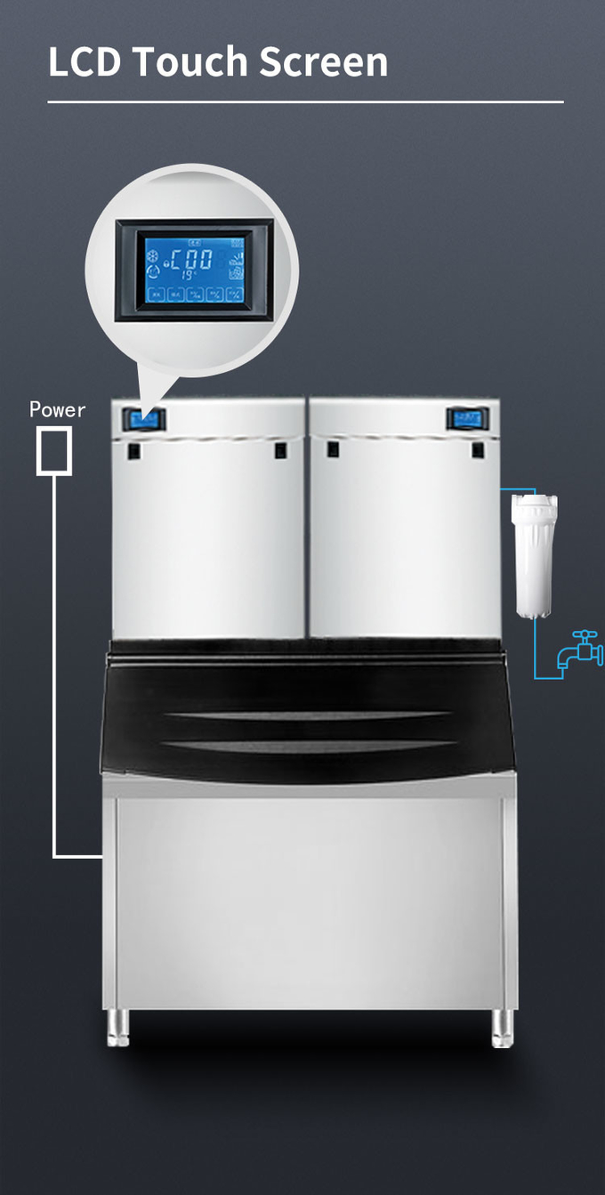 1000kg Commercial Nugget Ice Machine Chłodzenie powietrzem 22mm Automatyczna kostkarka do czystego lodu 0