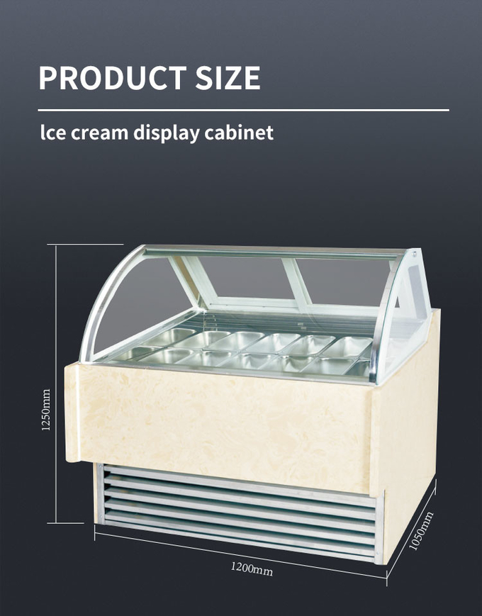 Witryna na lody w rożkach z pieczonego ciasta Samodzielna komercyjna szafka na lody R404a 4